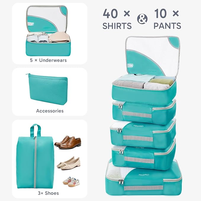 OlarHike 10 Set Packing Cubes for Travel,Gifts for Women Mom,Anti-Tearing Suitcase Organizer,with Over 1000 pcs Mesh Holes,Vacation Essentials & Accessories for Cruise Ship - Image 4