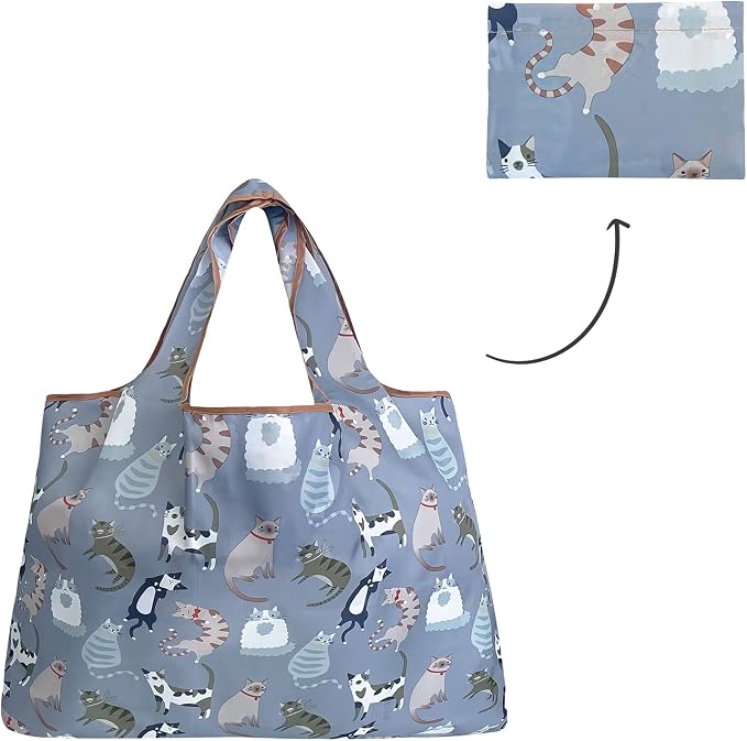 allydrew Large Foldable Tote Nylon Reusable Grocery Bags - Image 5