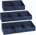 DIMJ Closet Storage Bins 8 Pack - Fabric Trapezoid Organizer Bin, Foldable Storage Baskets for Shelves, Closet Shelf Organizer, Clothing Storage Box for Toys, Books, Towel, Clothes,Navy Blue by DiMJ