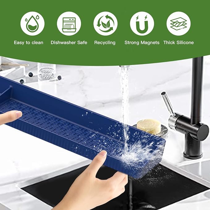 Stove Top Shelf 30Inch-Silicone Material Magnetic Shelf for Stove-Navy Blue | 3 Functional Partitions,Heat Resistant Kitchen Spice Rack Organizer - Image 6