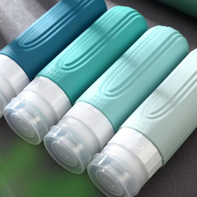 Mrsdry Travel Bottles for Toiletries, Tsa Approved 3oz Travel Size Containers BPA Free Leak Proof Refillable Liquid Silicone Squeezable Travel Accessories for Shampoo Conditioner Lotion (4 Pack) - Image 5