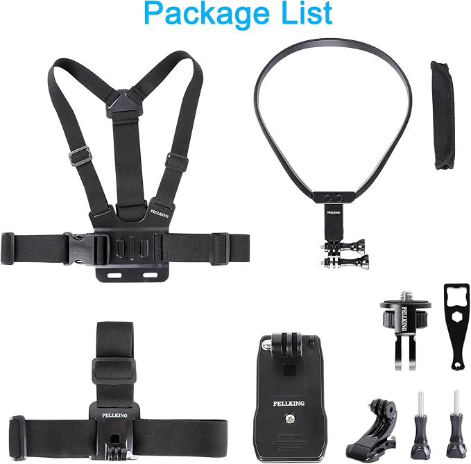 Pellking Accessories Mount Kit for Insta360 X5 X4 X3 X2 X Go 3s Ultra | 4in1 Chest Mount Strap Harness/ Head Mount/ Neck Holder/ Backpack Strap Mount for Insta 360 Ace Pro 2 Camera - Image 6