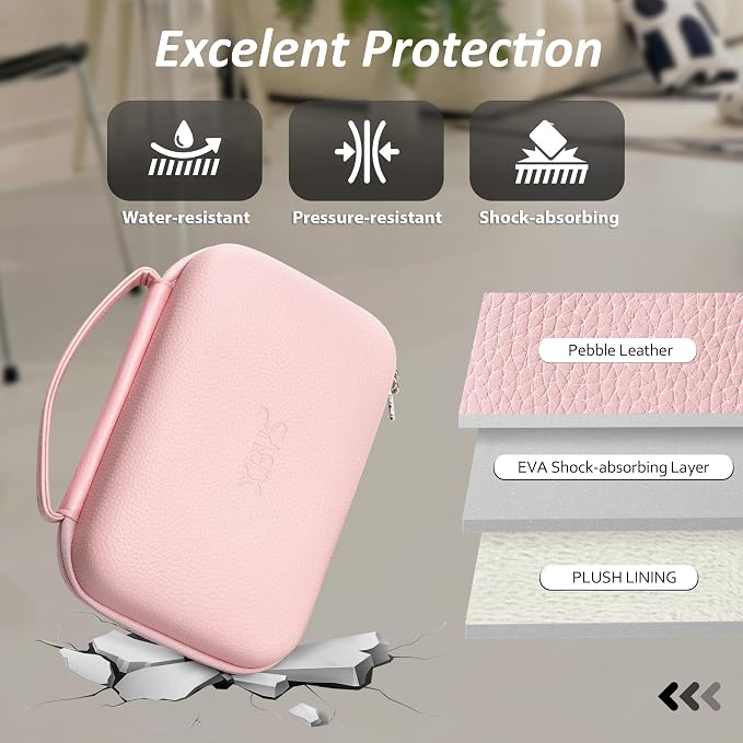 Portable Charger Case, Tech Pouch Travel Organizer, XL, Pink | Hard Shell Electronic Storage for MacBook Power Adapter, Magic Mouse, Charging Cords, Power Bank Laptop Accessories - Image 3