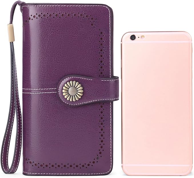 SENDEFN Wallets for Women Leather Credit Card Holder with RFID Blocking Large Capacity Wristlet | with RFID Blocking - Image 6