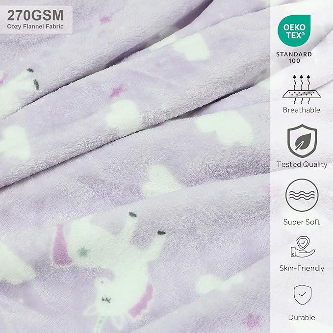 3-in-1 Kids Travel Pillow and Blanket Set | Snuggle Pillow with Hand Warmer, 40x60 inches Unicorn Blanket for Girls Compact, Perfect for Travel, Camping, Home and Office - Image 4