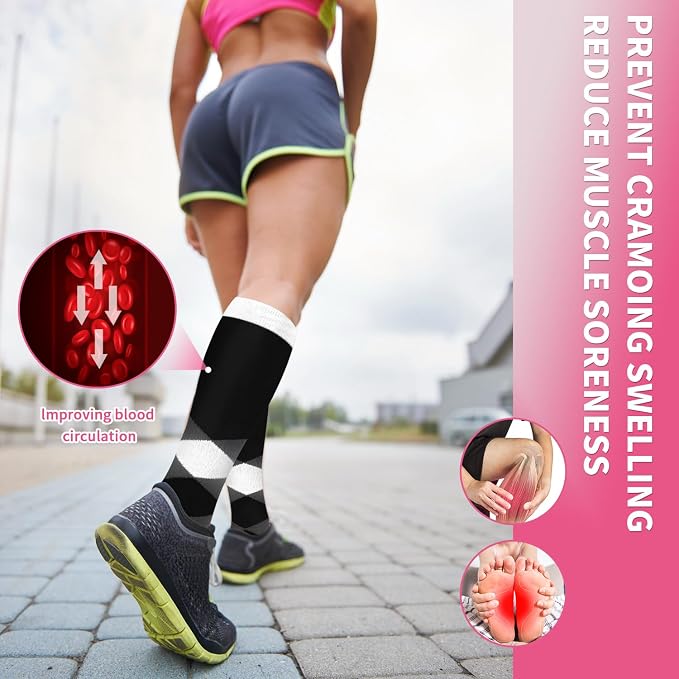 Sooverki Compression Socks for Women & Men 6 Pairs is Best Supportive Knee High Stockings for Circulation, Travel, Nurses - Image 5