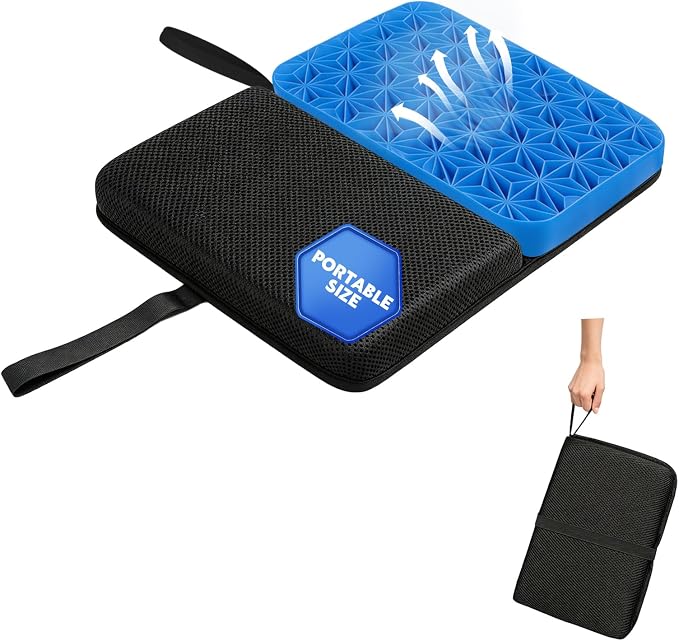 Honeycomb Gel Seat Cushion 16"x12" Foldable for Tailbone & Pressure Relief | Portable foldable cushion for airplane, car, office & wheelchair; lightweight breathable pad for all-day pressure relief by NEW-Vi