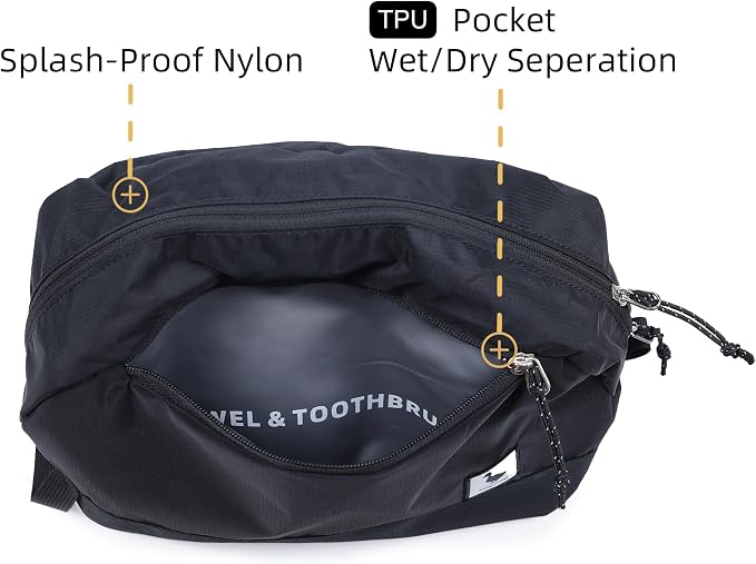 Travel Toiletry Bag 8L, Large Packing Cube with Waterproof TPU Wet/Dry Compartment - Image 7