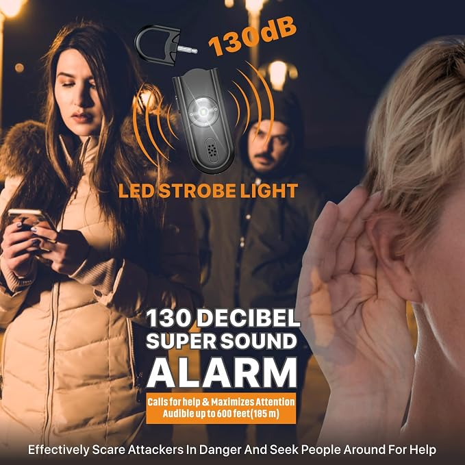 Safe Sound Personal Alarm, 2 Pack 130 dB Loud Siren Song Emergency Security Alarm Keychain with Strobe LED Light, Personal Sound Safety Siren for Women, Men, Children, Elderly - Image 2