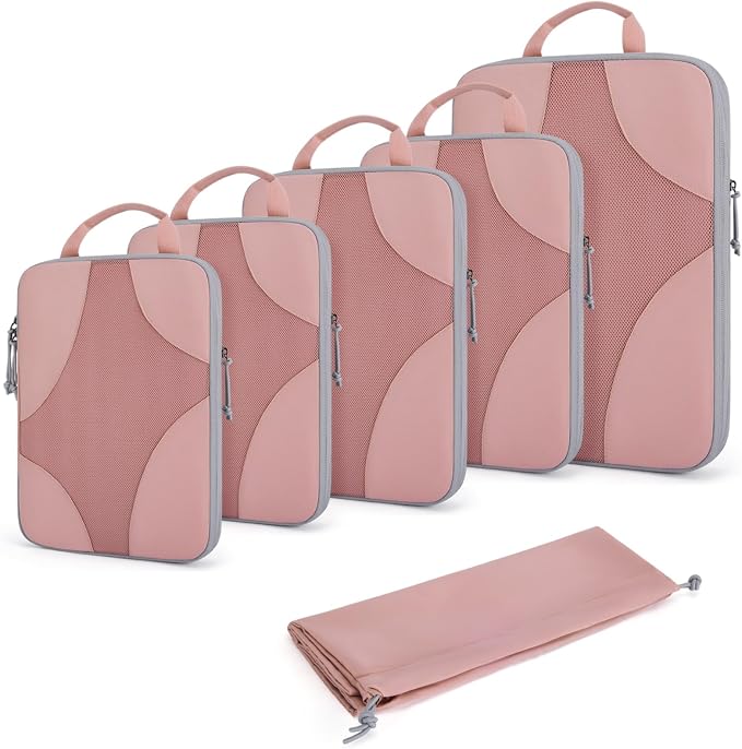 Bagsmart Compression Packing Cubes, Travel Bag Cruise Ship Essentials | Lightweight, Compressible Suitcase Organizer Set fit Standard Carry-On & Checked Luggage, 6 Set, 14 Set Washable Packing Bags by BAGSMART