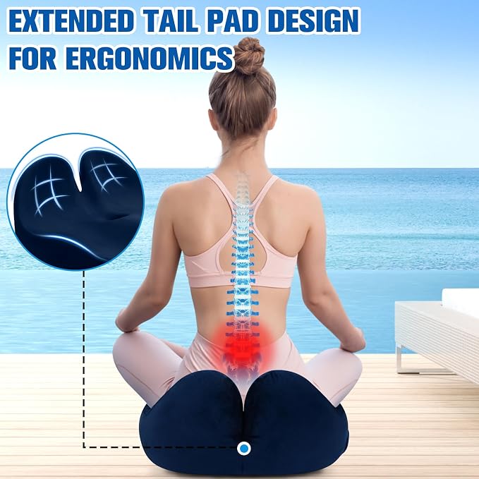 Seat Cushion, Chair Cushions, Memory Foam Office Chair Cushion | Hip & Sciatica & Tailbone Pain Relief, Long Sitting Comfort for Office Chairs/Desk Seats/Wheelchair (Large, Blue) - Image 4