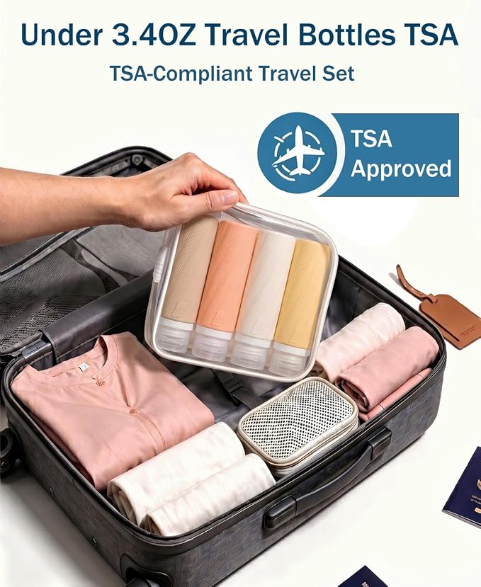 Redfly 13-Piece TSA-Approved Travel Size Bottles for Toiletries, Leak proof | Travel Size Containers, BPA-free silicone, clear toiletry bag, under 3.4oz, wide mouth,travel essentials for shampoo, lotion - Image 3