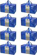BALEINE 8-Pack Oversized Moving Bags with Reinforced Handles, Heavy-Duty Storage Tote Moving Supplies for Packaging, Camping (Blue w/Window, 8-Pack) by BALEINE