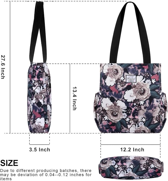KAMO Floral Tote Bag - Waterproof Lightweight Handbags Travel Shoulder Bag for Hiking Yoga Gym Swimming Travel Beach - Image 3