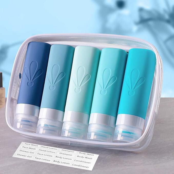 INSFIT Travel Bottles for Toiletries, TSA Approved 3oz Travel Size Toiletries, BPA Free Leak Proof Squeezable Silicone Tubes Travel Essentials for Shampoo Conditioner Lotion Soap - Image 5