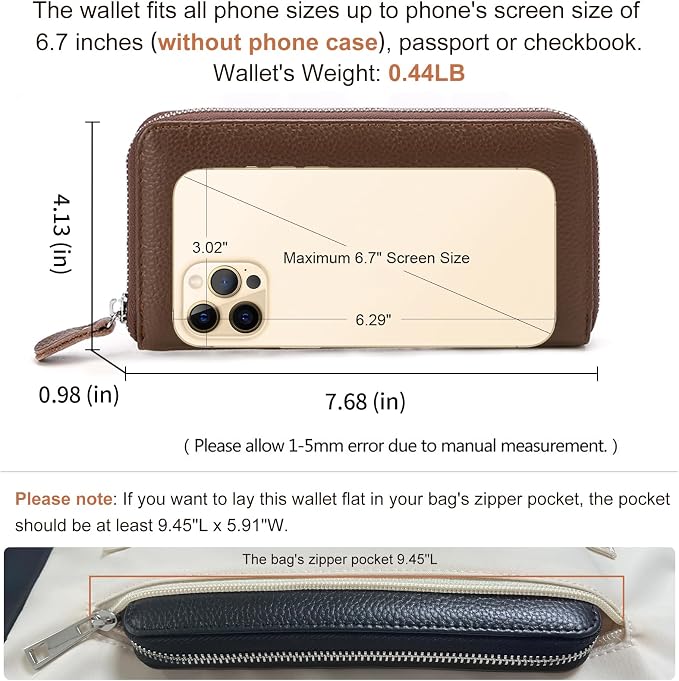 Moflycom Womens Wallet RFID Blocking Genuine Leather Zip Around Wallet Clutch Wristlet Travel Long Purse for Women - Image 4