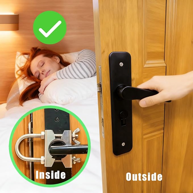 Portable Door Security Locks, Adjustable Heavy Duty Outswing Opening Travel Stainless Steel Safety Device for Hotel Room, Home, Apartment - Image 7