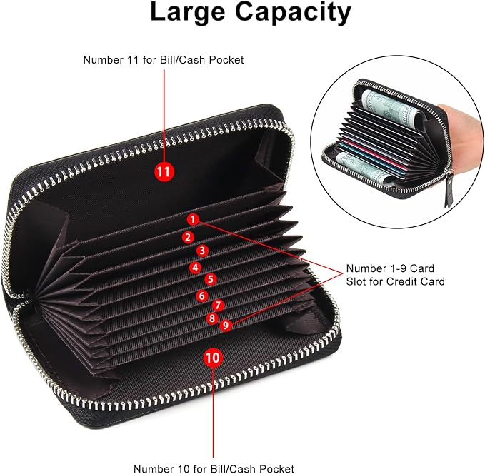 Credit Card Wallet, RFID Card Case Wallet, Zipper Card Cases Holder for Men Women, RFID Blocking, KeyChain Wallet, Compact Size Card Organizer Case for Women - Image 8
