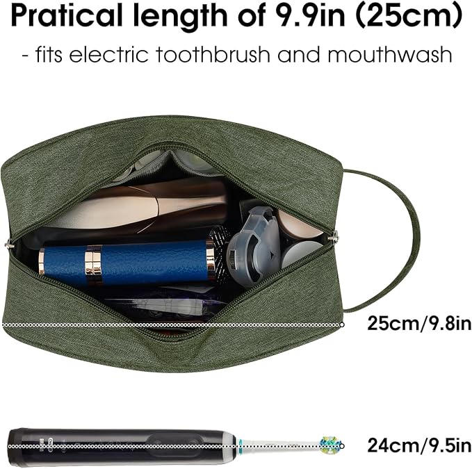 Narwey Travel Toiletry Bag for Women Traveling Dopp Kit Men Travel Bag for Toiletries Cosmetic Bag Makeup Bag Medicine Bag for Traveling (Army Green) - Image 2