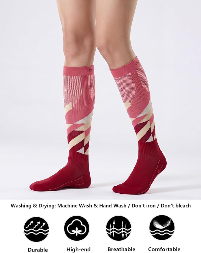 CS CELERSPORT 3/4 Pairs Compression Socks for Men Women Size 6-12 | Knee High Support Socks for Running Nurses Pregnancy Travel Daily Wear - Image 3
