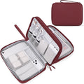 FYY Electronic Organizer, Travel Tech Pouch Bag, Extra Large, Wine Red | Wrist Strap, Waterproof, Double Layers Electronics Travel Case for iPad, Cord, Laptop Charger, Daily and Business Trips Use by FYY