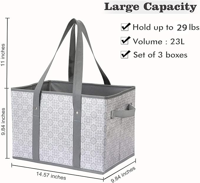 Reusable Grocery Bags 2 Pack, Foldable & Water Resistant Shopping Bags | Large Grocery Tote Bag Water Resistant Shopping Bags Foldable Grocery Bag for Clothes,Shoes and Picnic - Image 5