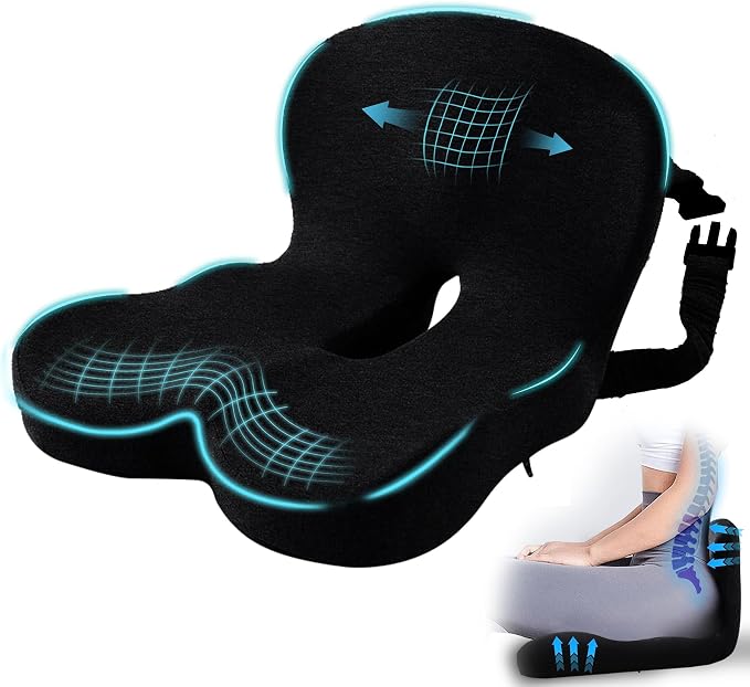 Seat Cushion with Lumbar Support Pillow, Back and Seat Cushion for Office | Ergonomic L-Shaped Car Seat Cushion for Cars, Wheelchairs, Truck Seat Cushion for Sciatica & Lower Back Pain Relief by MosxoedEnjoyLife