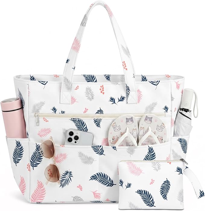 Large Beach Bags for Women, Waterproof Sandproof Beach Tote Bags Swim Pool Bags with Zipper & Wet Pocket Family by Unknown