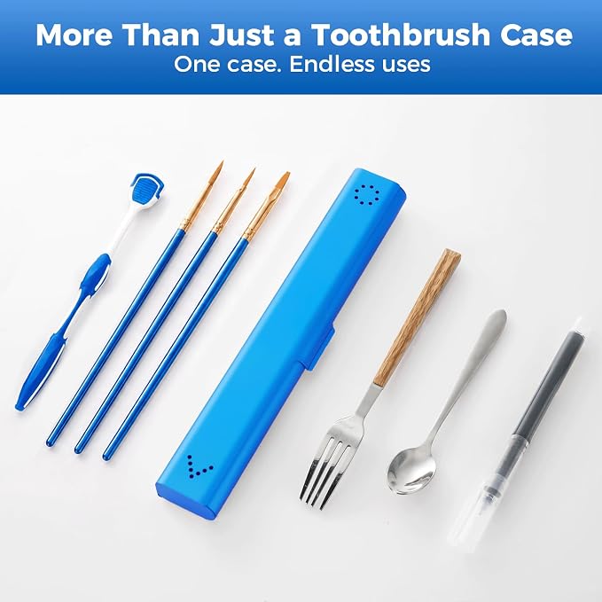 Toothbrush Travel Case Aluminum, Portable Toothbrush Holders Travel, Manual Toothbrush Case Container for Traveling, Bathroom, Camping, Business Trip-1Pack Blue - Image 7