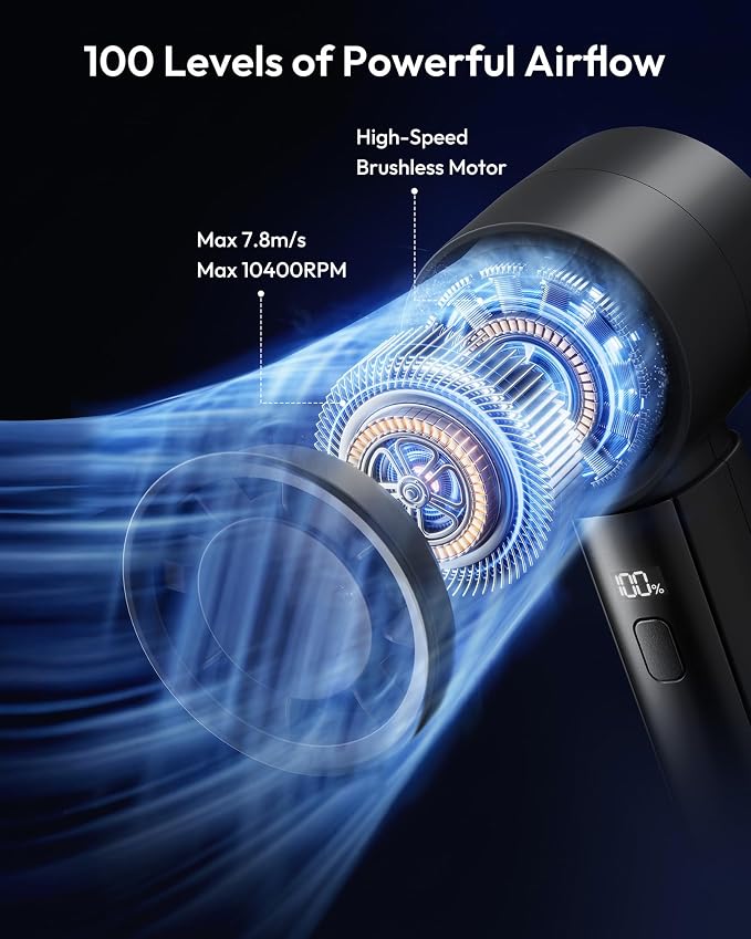 Gaiatop Small Handheld Personal Fan, Powerful High Speed Turbo Cooling | USB Rechargeable Mini Portable Fan for Travel, Outdoor Essentials, Summer Gifts for Women Girls, Black - Image 2