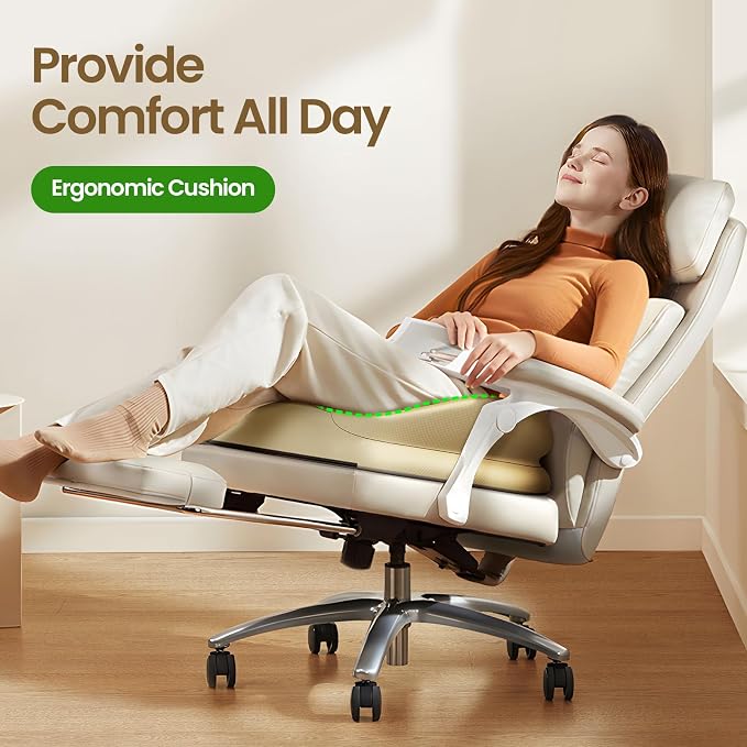 Benazcap Large Seat Cushion for Office Chair, Beige | Memory Foam - Image 2