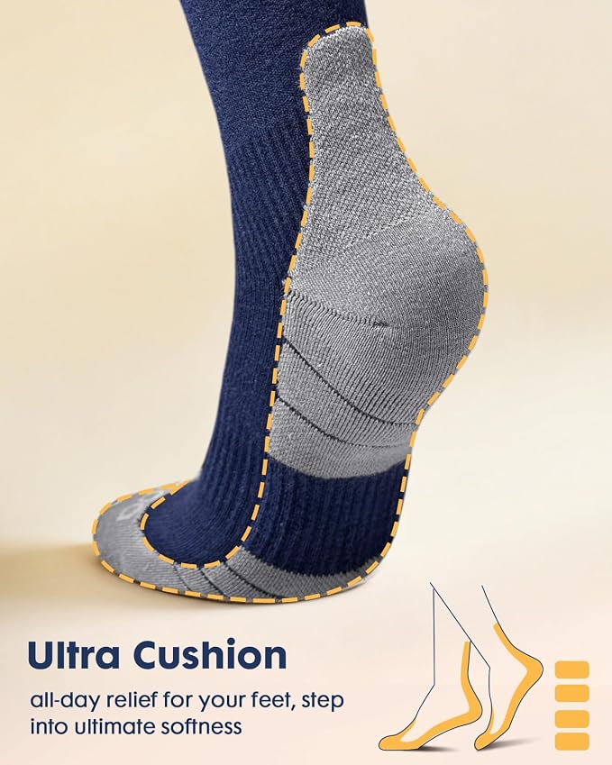 Comfortable Cotton Compression Socks | 20-30mmHg Ankle Arch Support Socks, Breathable Extra Cushion for Flying Travel Nurse, Graduated Support for Women Men - Image 3