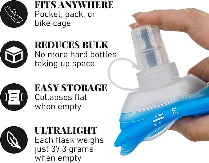 150ML Soft Flask, TPU Collapsible Soft Water Bottle for Hydration Pack, Running Vest, Leak-Proof Folding Water Bottle for Hiking Cycling Climbing Jogging- 1Pcs, Blue - Image 2