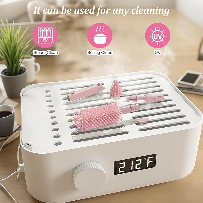 Pink Travel Baby Bottle Cleaner Kit – 6-in-1 Portable Brush Set with Drying Rack & Storage Case | Baby Travel Essentials for Flying, Newborn Bottle Cleaning & Breast Pump Parts On-The-Go - Image 6