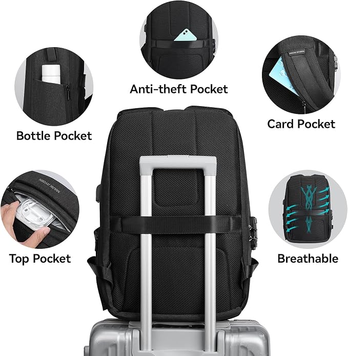 MARK RYDEN Anti-Theft Laptop Backpack Men, Waterproof Travel Backpack | Scratch Resistant Shell with TSA Lock & USB Charging Port for Work, Travel, Office, Commuting - Image 5