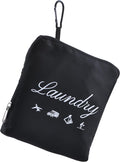 JHX Travel Laundry Bag, Dirty Clothes Organizer【Upgraded】with Handles and Aluminum Carabiner, Collapsible Laundry Bag for Travel, Camp, Fitness, and Students（1Pcs Black） 24"L x 21"W by JHX