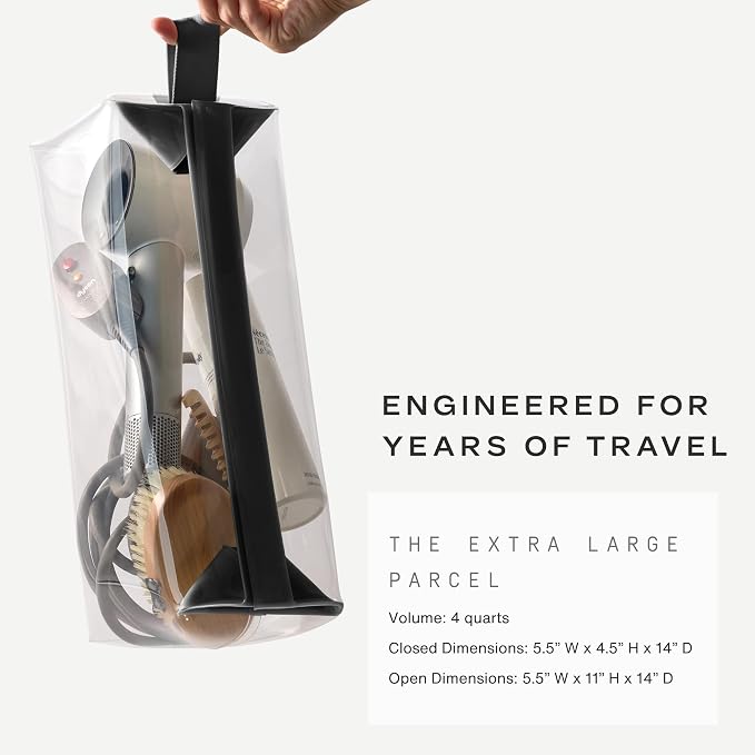 Cadence Parcel - Clear Travel Kit with Zipperless Magnetic Closure - Ink, Extra Large - Durable, Leak-Resistant and TSA Approved Toiletry Bag - Modular Organization - Recycled TPU (4 Qt) - Image 5