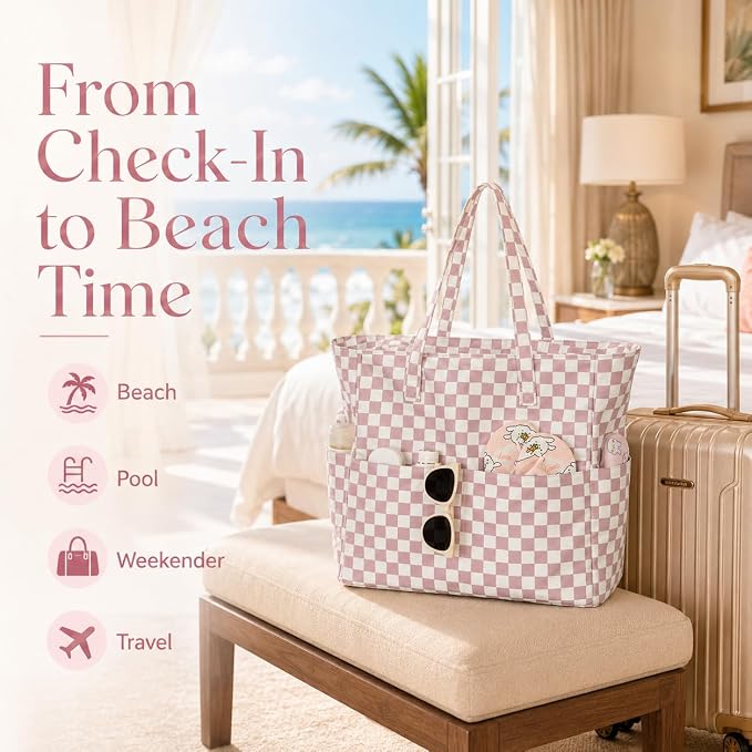 LEDAOU Beach Bag Waterproof Sandproof Women Beach Tote Pool Bag with Zipper for Swim Gym Grocery Travel with Wet Pocket | Sandproof - Image 9