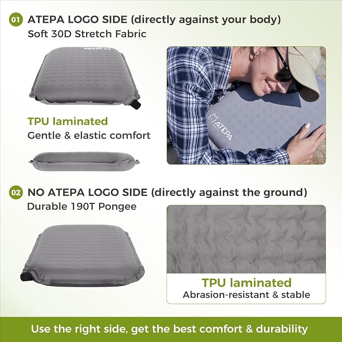 ATEPA Inflatable Seat Cushion | 2" & 2.5" Foam Core Seat Pad, Self Inflating, Compact, Stadium, Airplane, Travel, Camping, Hiking, Sports events - Image 4