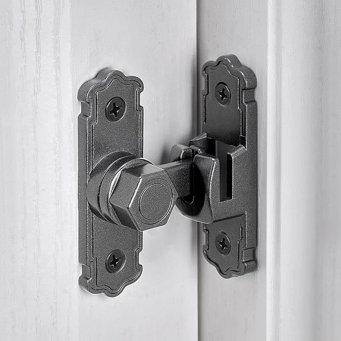 2 Packs Grey Aluminum Alloy 90/180 Degree Gate Lock,Barn Door Latches | Flip Gate Latches,Right Angle Door Lock Latch,Sliding Door Latches,for bedroom,garage,window,pet enclosures,drawer,cabinet - Image 3