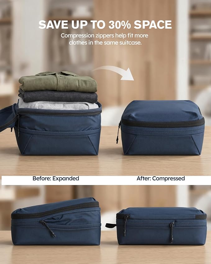 Compression Packing Cubes Ultralight 7PCS Luggage Travel Organizer Bags Set | Fit 24" Checked Luggage | Color-Coded Packing Essentials for Family & Business Trips | Water-Resistant Ripstop Nylon Cubes - Image 5