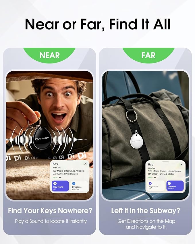 Air Tracker Tags-4 Pack, iOS Only, Apple Find My Certified, Luggage Tracker | Smart Bluetooth Tracking, Key Finder Items Locator for iPhone, Travel Cruise Essentials, Wallet, Backpack, Car, Bike - Image 5