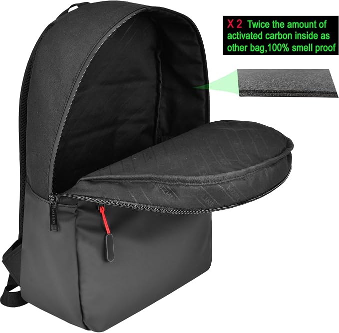 Backpack Bag-Smell Proof-Classics Casual Travel Daypack Travel bags for College Student Men & Women Work (Black/Black) - Image 3