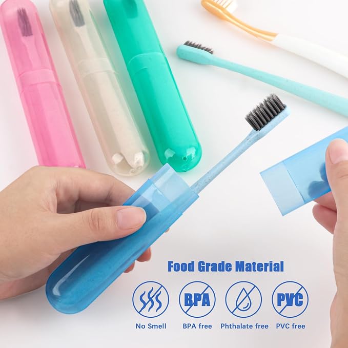 Hooqict 4 Pack Toothbrush Cases Travel Toothbrush Holder Portable Toothbrush Container Plastic Protector Cover Case for Traveling, Camping, Home, School, Business - Image 3