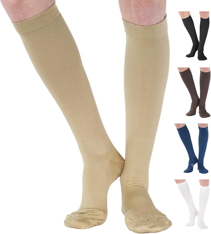 ABSOLUTE SUPPORT Cotton Knee High Compression Hose 20-30mmHg | Made in USA opaque dress socks, men & women, for varicose veins, circulation, swelling, pregnancy, leg pain, travel, A105 by AbsoluteSupportCompressionSocks