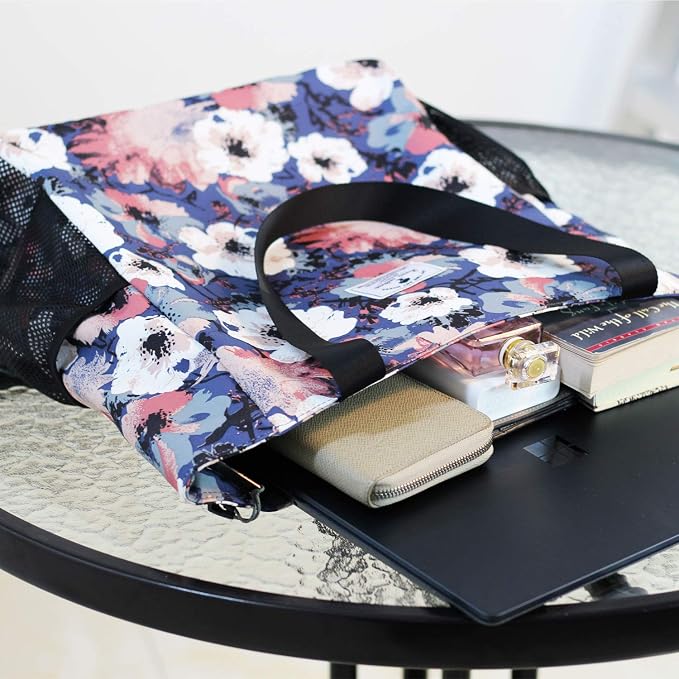 ESVAN Original Floral Water Resistant Large Tote Bag Shoulder Bag for Gym Beach Travel Daily Bags Upgraded - Image 6