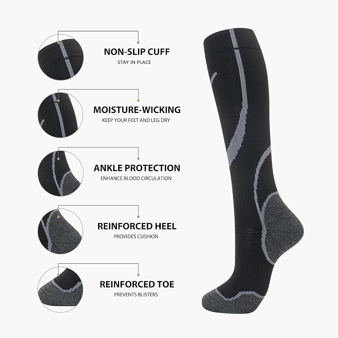 hello momoya Compression Socks for Women Men Circulation Knee High 8 Pairs for Nurses, Running, Travel, Athletic - Image 3