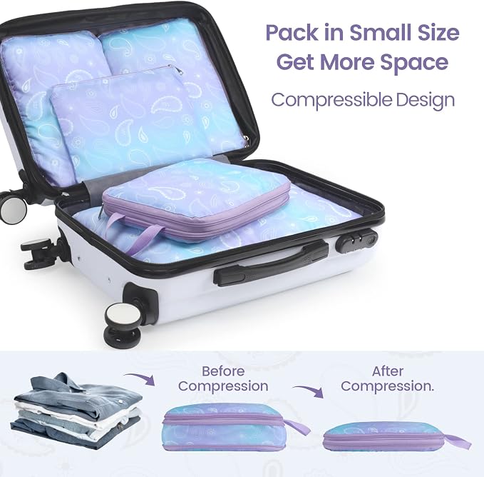 Cambond Compression Packing Cubes for Travel - Luggage Suitcase Organizer | Compression Zip Design for Space-saving, Expandable, Lightweight, Keep Clothes Sorted, Luggage Space Tidy, Carry on Pack Fast - Image 6
