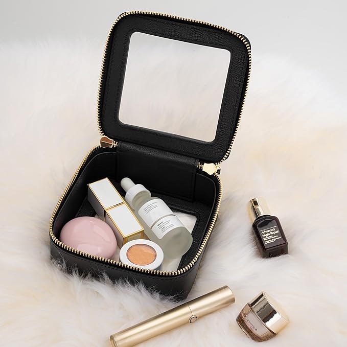 Aveniee Clear Makeup Bag Small, Mini Travel Toiletry Bag Cosmetic Bags TSA Approved, Clear Makeup Case Pouch with Zipper, Car Organizer Essentials for Women Men,Black - Image 3
