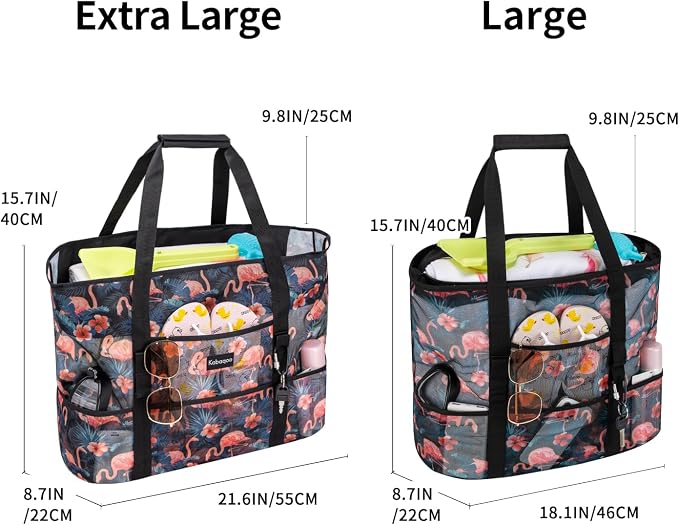 KABAQOO Mesh Beach Bag, Extra Large Beach Bags with 9 Pockets & Zipper Waterproof Lightweight Beach Tote for Beach/Pool Trip - Image 5